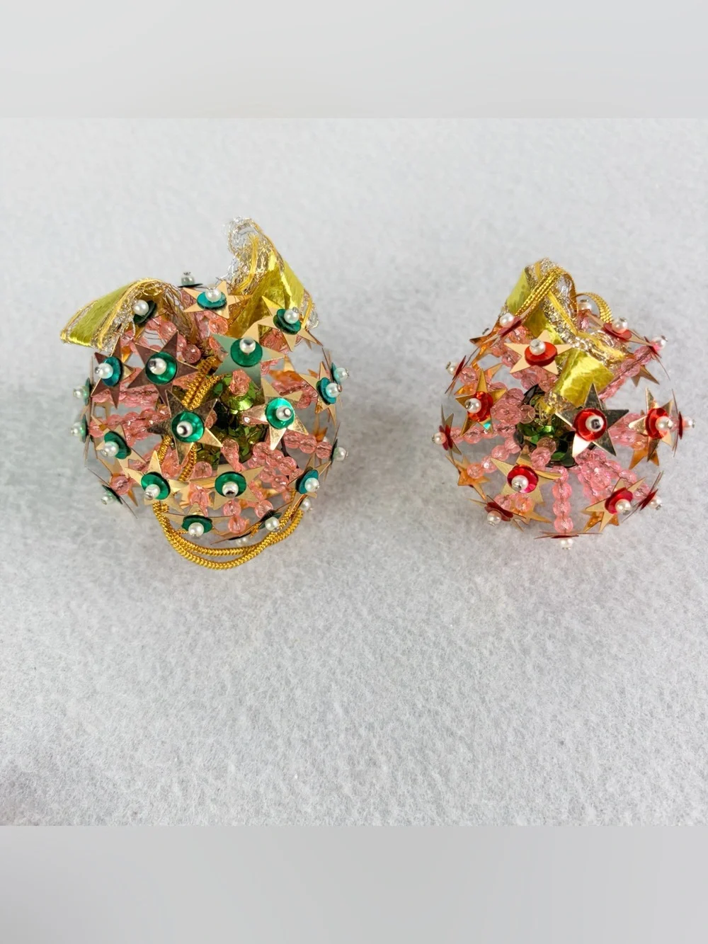 Atomic Starburst Cluster Star Pink Beaded Pushpins Christmas Ornament Vintage 2
